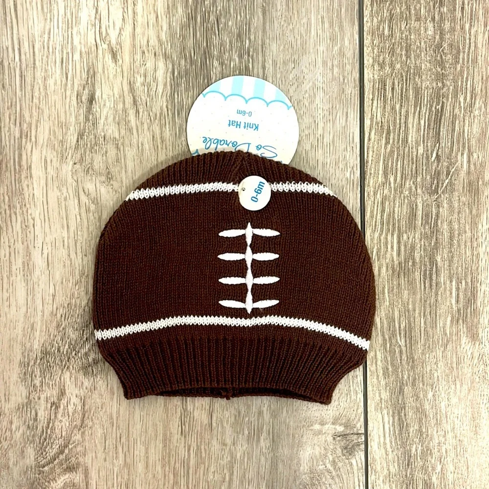 So Dorable Knit Football Hat 0-6 months New with Tags
